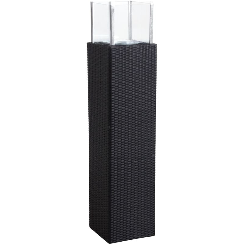 Photophore en résine noir et verre noir Hauteur 139 cm