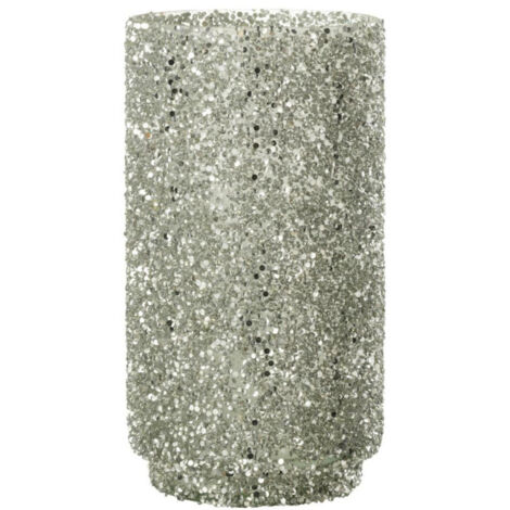Photophore en Verre à Paillettes "Ethel" 25cm Argent