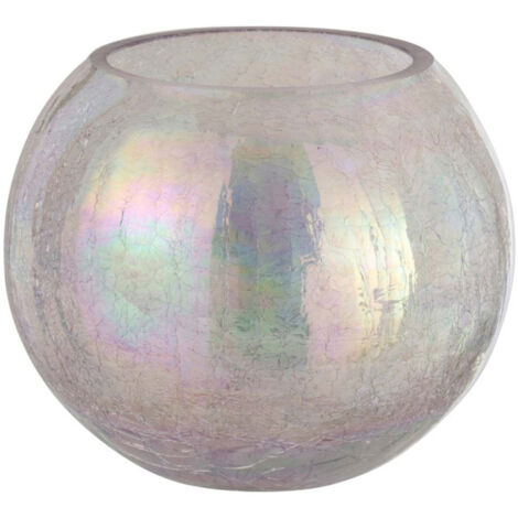 Photophore en Verre "Boule Craquelée" 20cm Mauve