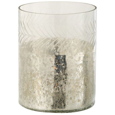 Photophore en Verre Déco "Craquelé" 20cm Argent
