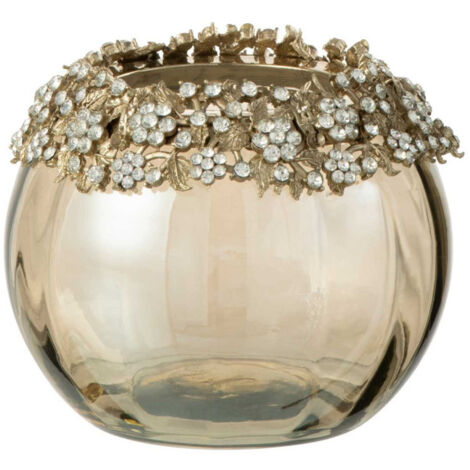 Photophore en Verre Design "Vallee" 14cm Bronze