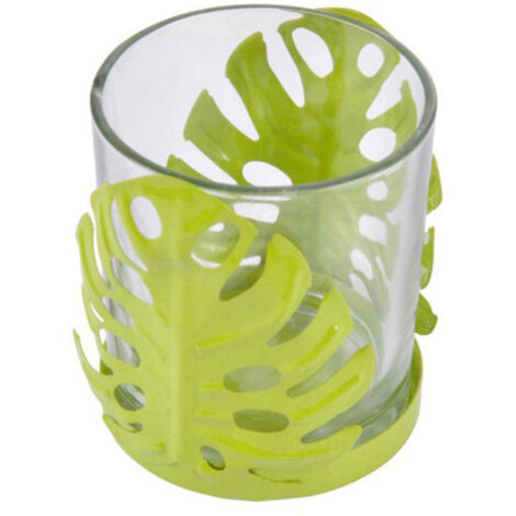 Photophore en Verre "Jardin d'Hiver" 8cm Vert Clair