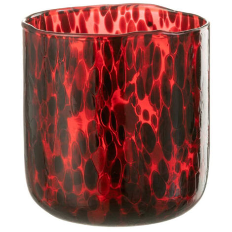 Photophore en Verre Tacheté "Preston" 15cm Rouge