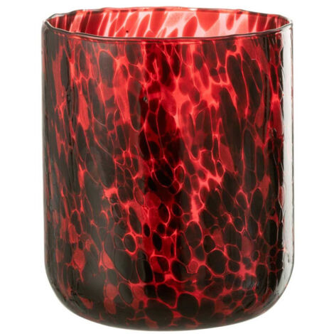 Photophore en Verre Tacheté "Preston" 20cm Rouge