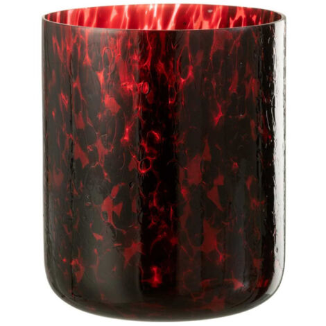 Photophore en Verre Tacheté "Preston" 25cm Rouge