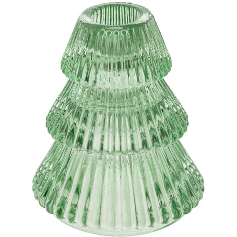 Photophore forme sapin H.10cm verre vert - Atmosphera créateur d'intérieur