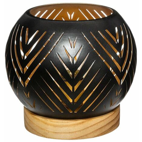 Photophore LED Boule 1 support en Bois - Motif 1 - SILUMEN