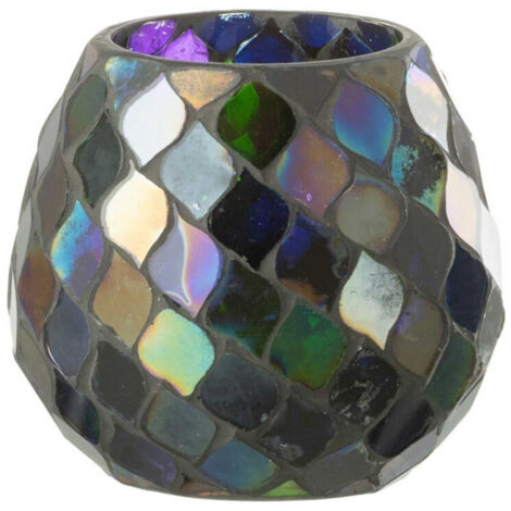 Photophore Mosaïque en Verre "Carmen" 11cm Mauve