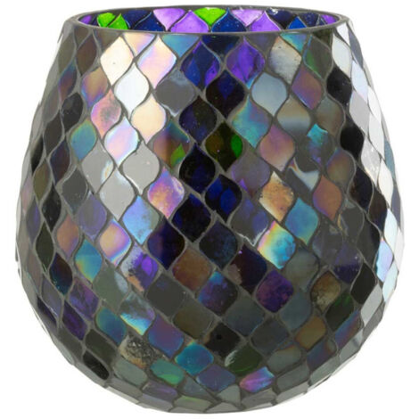 Photophore Mosaïque en Verre "Carmen" 17cm Mauve