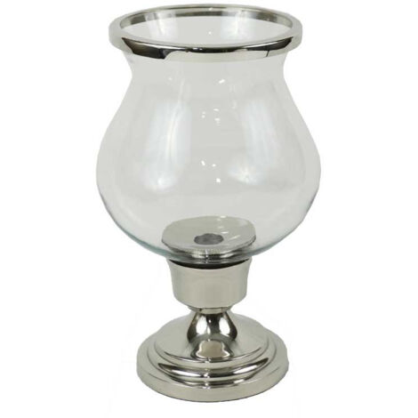 Photophore verre argenté 16x16x25cm