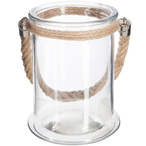 Photophore verre + corde Lena H17 - Atmosphera créateur d'intérieur - Transparent