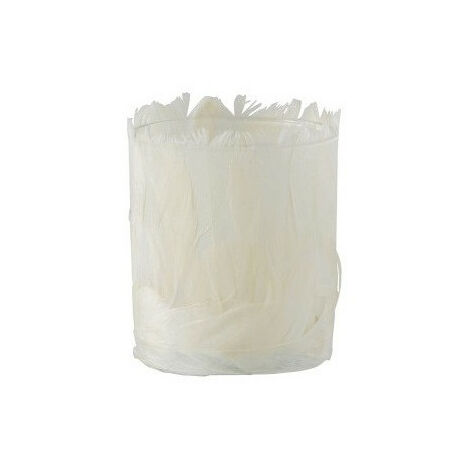 Photophore verre et plumes ivoire Ysarg 8cm