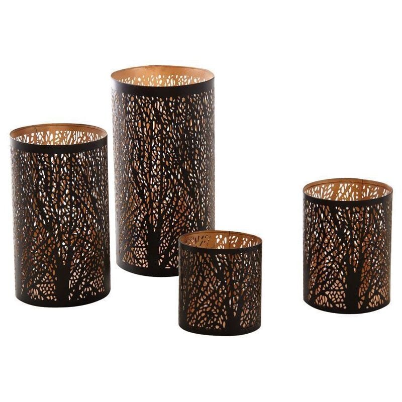 Aubry Gaspard - Photophores cylindriques noir et or (Lot de 4)
