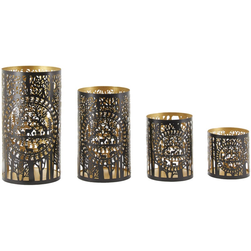 Photophores en métal Forêt (Lot de 4)