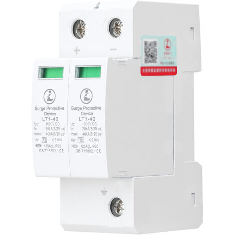 Photovoltaik-Überspannungsschutzgerät zum Einstecken 2P-40KA-DC1000V, SPD Typ 2 für Solaranlagen, steckbarer Ableiter für DC-Seite