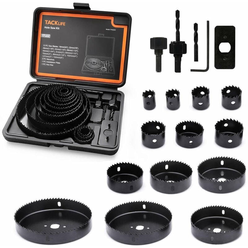 Fitags - PHS03C Kit de scie cloche, 17 pièces 3/4''-5''