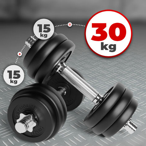 Poids de musculation Physionics ® Set de Disques de Poids - 2x20 kg, en  Fonte, Diamètre de Trou Ø 30 mm, pour Barre d'Haltères Longue/Courte -  Ensemble de Plaques de Poids, Fitness