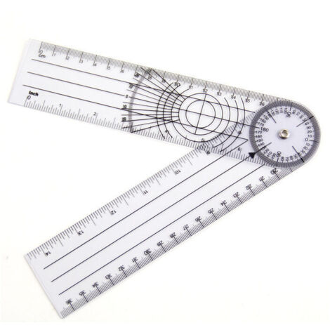 Physiotherapie-Goniometer, professioneller 360-Grad-Winkel mit mehreren Regeln, 14 Zoll medizinische Wirbelsäule