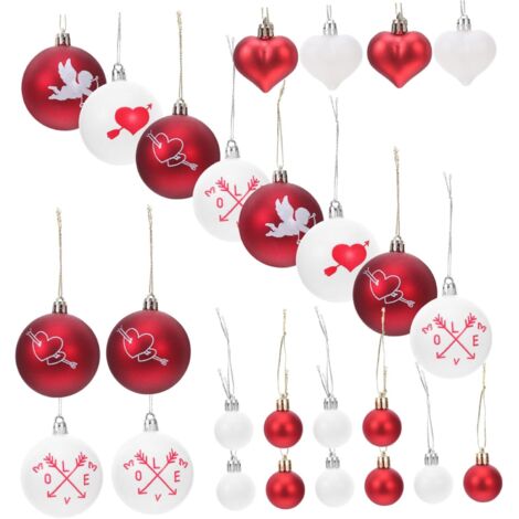 Pi ces Boules Suspendues Forme de C ur Rouge et Blanc pour D