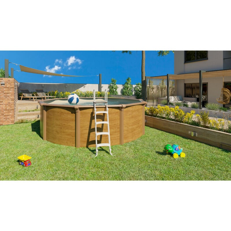 Piscina fuori terra in metallo aspetto legno 3,95 x 1,32 m - pi9500 - trigano jardin