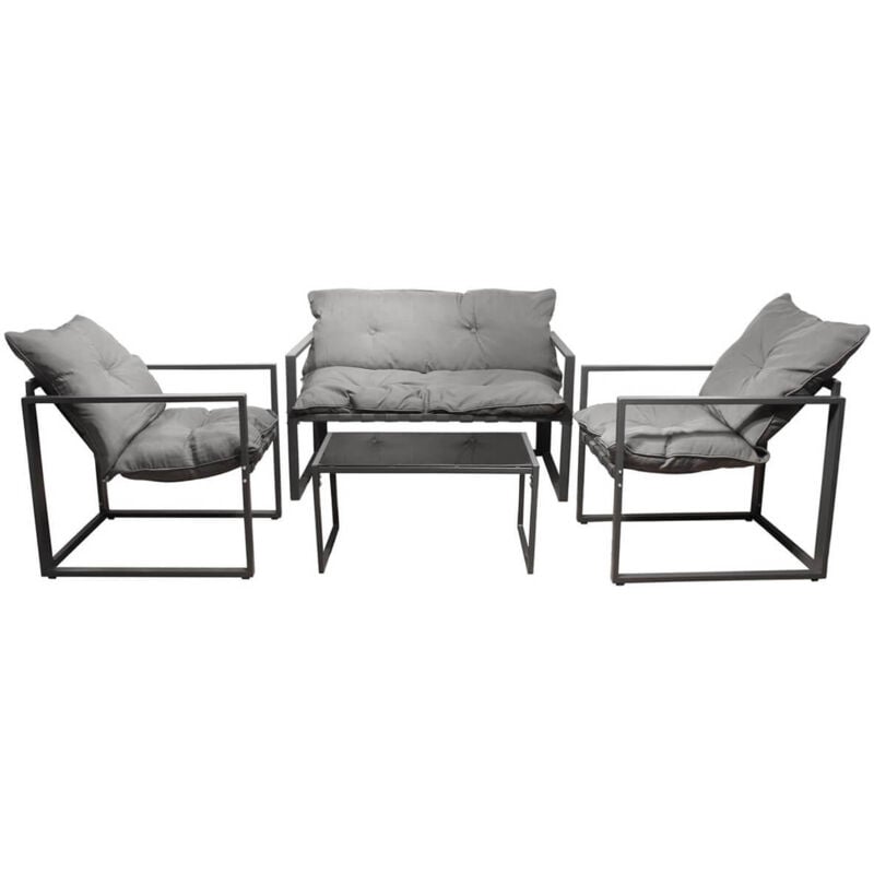 Piana - Salon de Jardin 4 Pièces Piètement Métal Gris