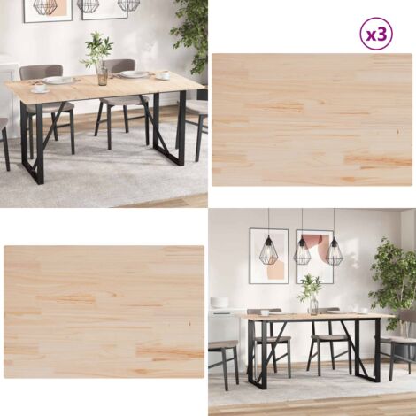 Piani Tavolo 3 pz 80x53x1,7 cm Rettangolare Legno Massello Pino - Tavolo da pranzo - Piano in legno massello