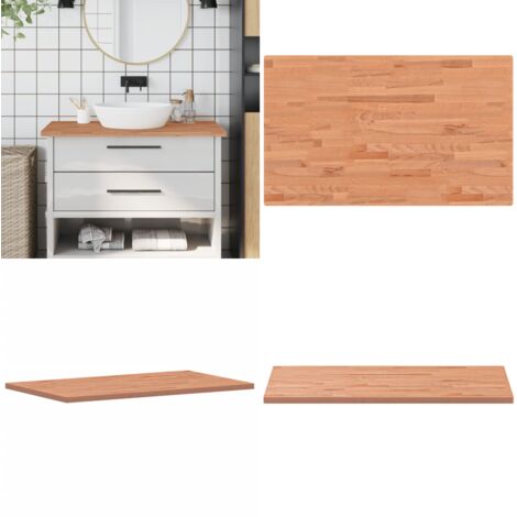 Piano Bagno 100x60x2,5 cm in Legno Massello di Faggio - Piano in faggio - Piano d'appoggio per bagno