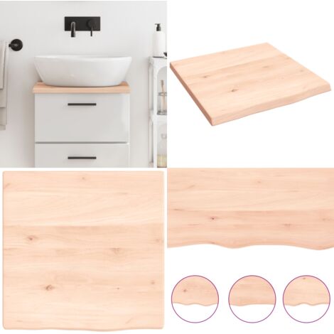 Piano Bagno 40x40x2 cm in Legno Massello Non Trattato - Piano in legno massello - Piano per bagno