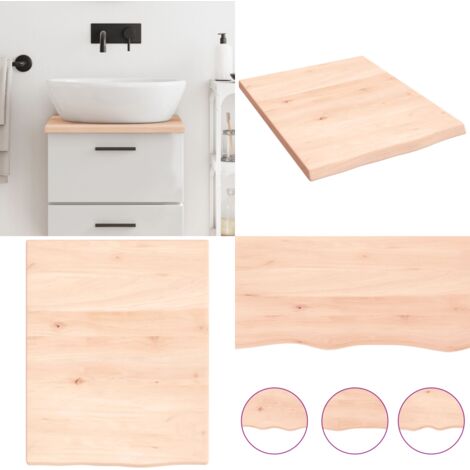 Piano Bagno 40x50x2 cm in Legno Massello Non Trattato - Piano in legno massello - Piano da bagno rovere