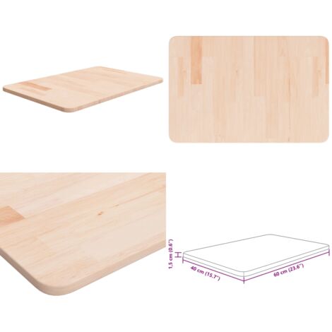 Piano Bagno 60x40x1,5 cm in Legno Massello Non Trattato - Ripiano in legno massello - Piano in rovere