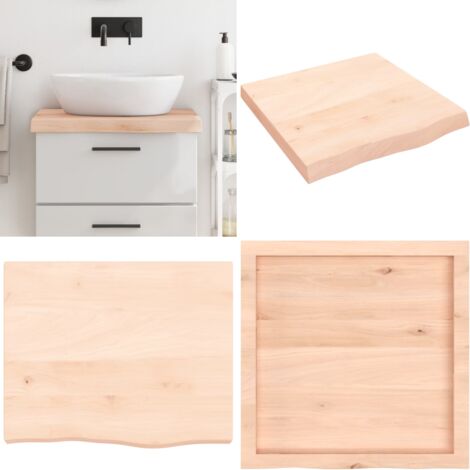 Piano Bagno 60x60x(2-6) cm in Legno Massello Non Trattato - Piano in legno massello - Piano da bagno rovere