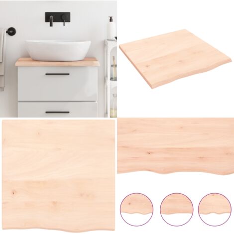 Piano Bagno 60x60x2 cm in Legno Massello Non Trattato - Piano in legno massello - Piano da bagno rovere