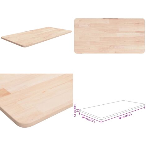 Piano Bagno 80x40x1,5 cm Legno Massello Non Trattato - Legno massello - Riscaldamento