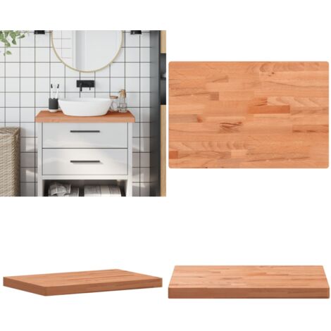 Piano Bagno 80x40x4 cm Legno Massello di Faggio - Piano in faggio - Piano d'appoggio