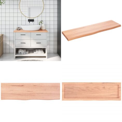 Piano Bagno Marrone 100x30x(2-4) cm Legno Massello Trattato - Piano da bagno marrone - Piano da bagno in rovere
