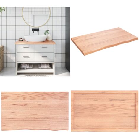Piano Bagno Marrone 100x60x(2-4) cm Legno Massello Trattato - Piano da bagno marrone - Piano in legno massello