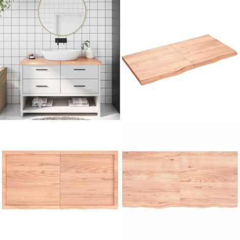 Piano Bagno Marrone 120x60x(2-4) cm Legno Massello Trattato - Piano in legno massello - Piano da bagno marrone