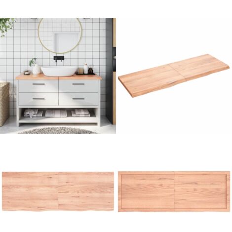Piano Bagno Marrone 140x50x(2-4) cm Legno Massello Trattato - Piano in legno massello - Piano da bagno marrone