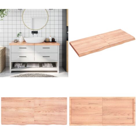Piano Bagno Marrone 140x60x(2-6) cm Legno Massello Trattato - Piano in legno massello - Piano da bagno marrone
