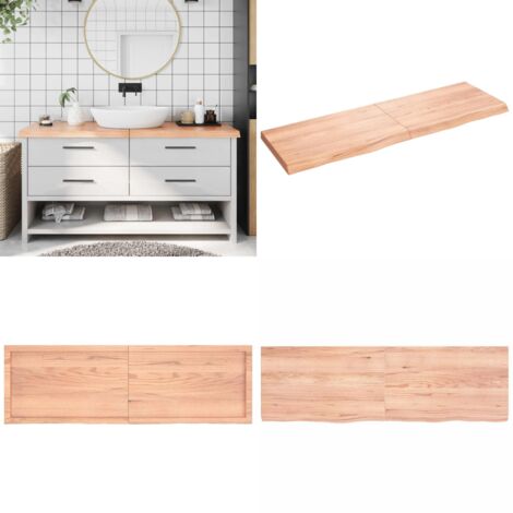 Piano Bagno Marrone 160x50x(2-6) cm Legno Massello Trattato - Piano da bagno marrone - Piano da bagno rovere