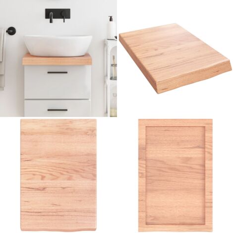 Piano Bagno Marrone 40x60x(2-6) cm Legno Massello Trattato - Piano da bagno marrone - Piano in legno massello