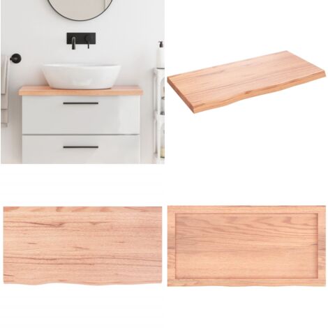 Piano Bagno Marrone 80x40x(2-4) cm Legno Massello Trattato - Piano da bagno marrone - Piano da bagno rovere