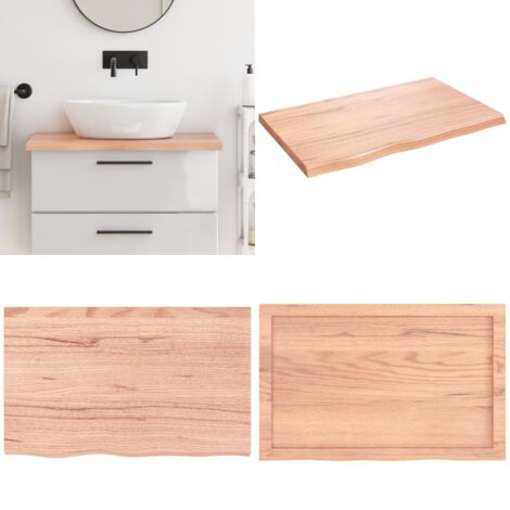 Piano Bagno Marrone 80x50x(2-4) cm Legno Massello Trattato - Piano in legno massello - Piano per il bagno
