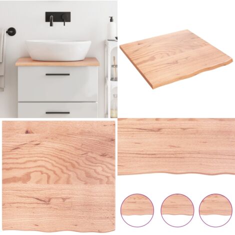 Piano Bagno Marrone Chiaro 60x60x2 cm Legno Massello Trattato - Piano in legno massello - Piano per bagno
