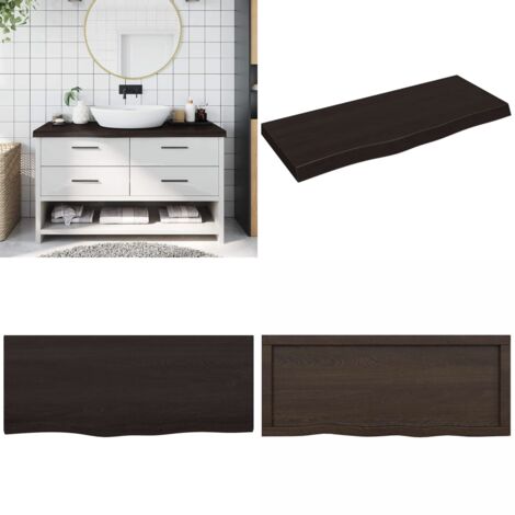 Piano Bagno Marrone Scuro 100x40x(2-6)cm Legno Trattato - Piano in legno - Piano per il bagno