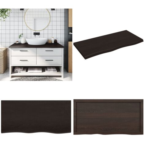 Piano Bagno Marrone Scuro 100x50x(2-4)cm Legno Trattato - Piano in legno - Piano per bagno