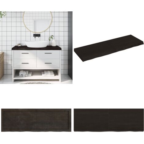 Piano Bagno Marrone Scuro 120x40x(2-6)cm Legno Trattato - Piano in legno - Piano per il bagno