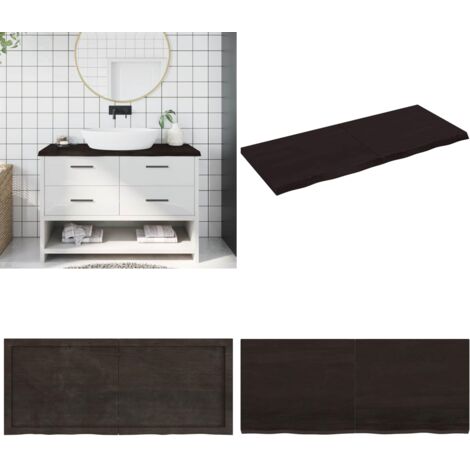 Piano Bagno Marrone Scuro 120x50x(2-4)cm Legno Trattato - Piano in legno - Piano per bagno