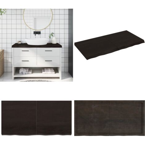 Piano Bagno Marrone Scuro 120x60x(2-6)cm Legno Trattato - Piano in legno - Piano per bagno