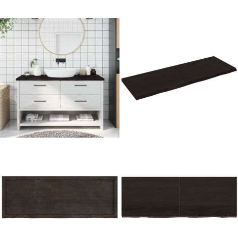 Piano Bagno Marrone Scuro 140x50x(2-4)cm Legno Trattato - Piano in legno - Piano per bagno
